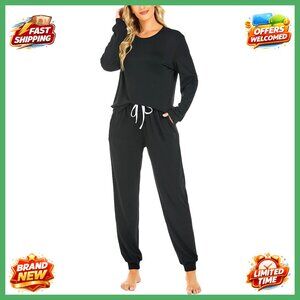 Ultra Soft Rayon Pajama Set Long Sleeve Top Drawstring Pants Pockets